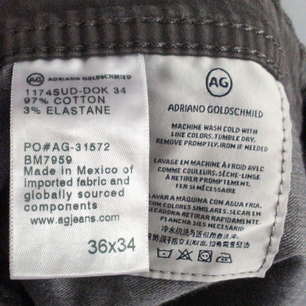 AG‎ Adriano Goldschmied Pants Mens 36x34 Gray Graduate Tailored Leg - Picture 2 of 8